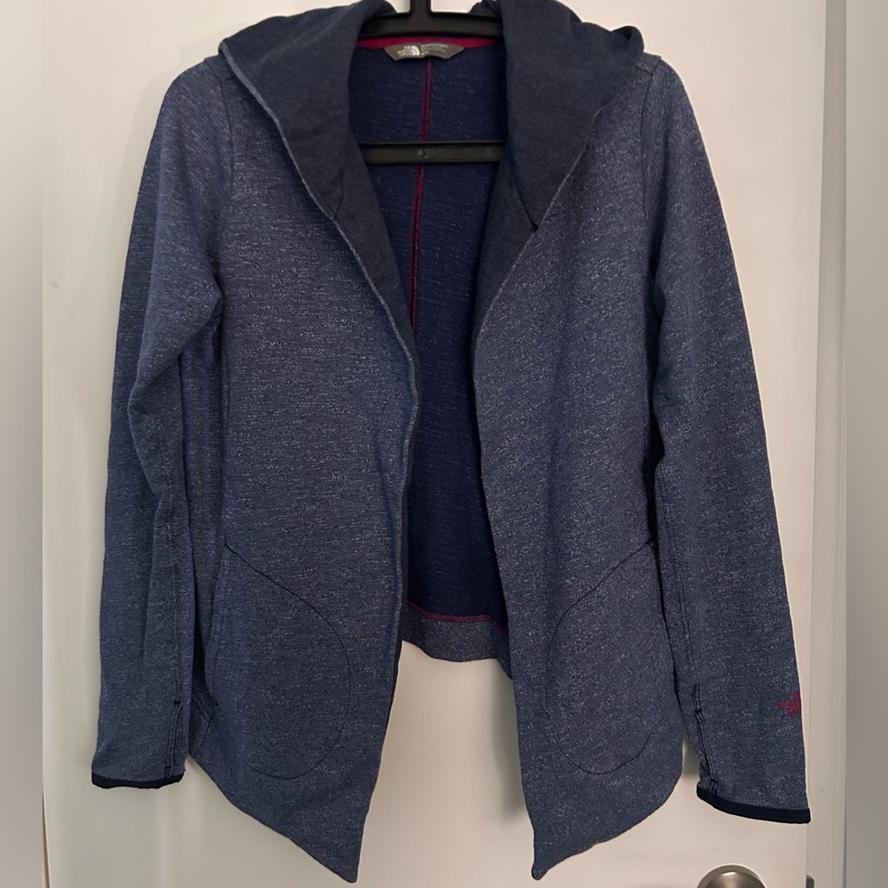 The North Face Women's Heathered Blue Sweatshirt Hoody Cardigan size M
